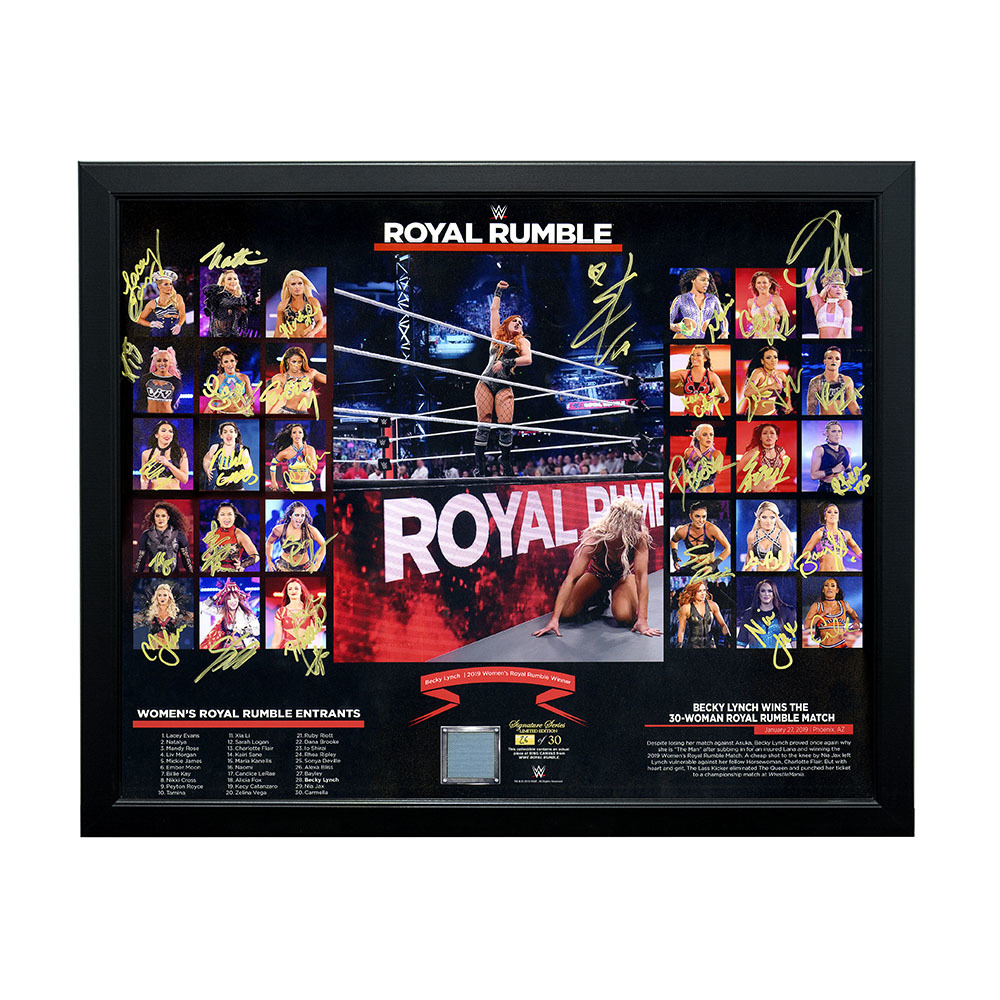 2019 Women's Royal Rumble Entrant Autographed Ring Canvas Plaque