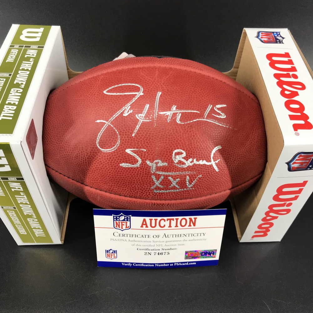 NFL Giants Jeff Hostetler Signed Authentic Football with ""Super Bowl