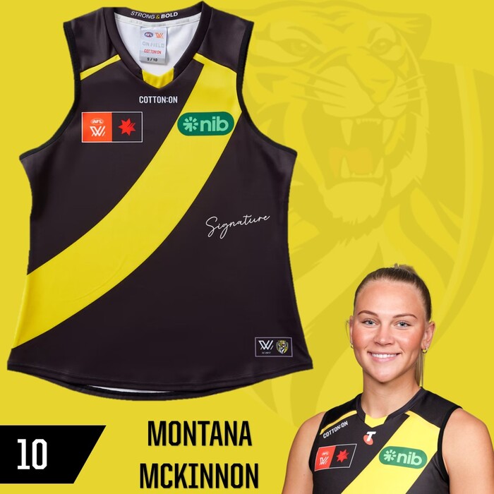 Photo of Montana McKinnon #10 Richmond 2025 AFLW Home Guernsey