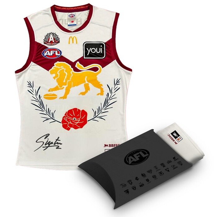 Jarryd Lyons #17 Brisbane Lions 2024 Signed ANZAC Player Issue Guernsey