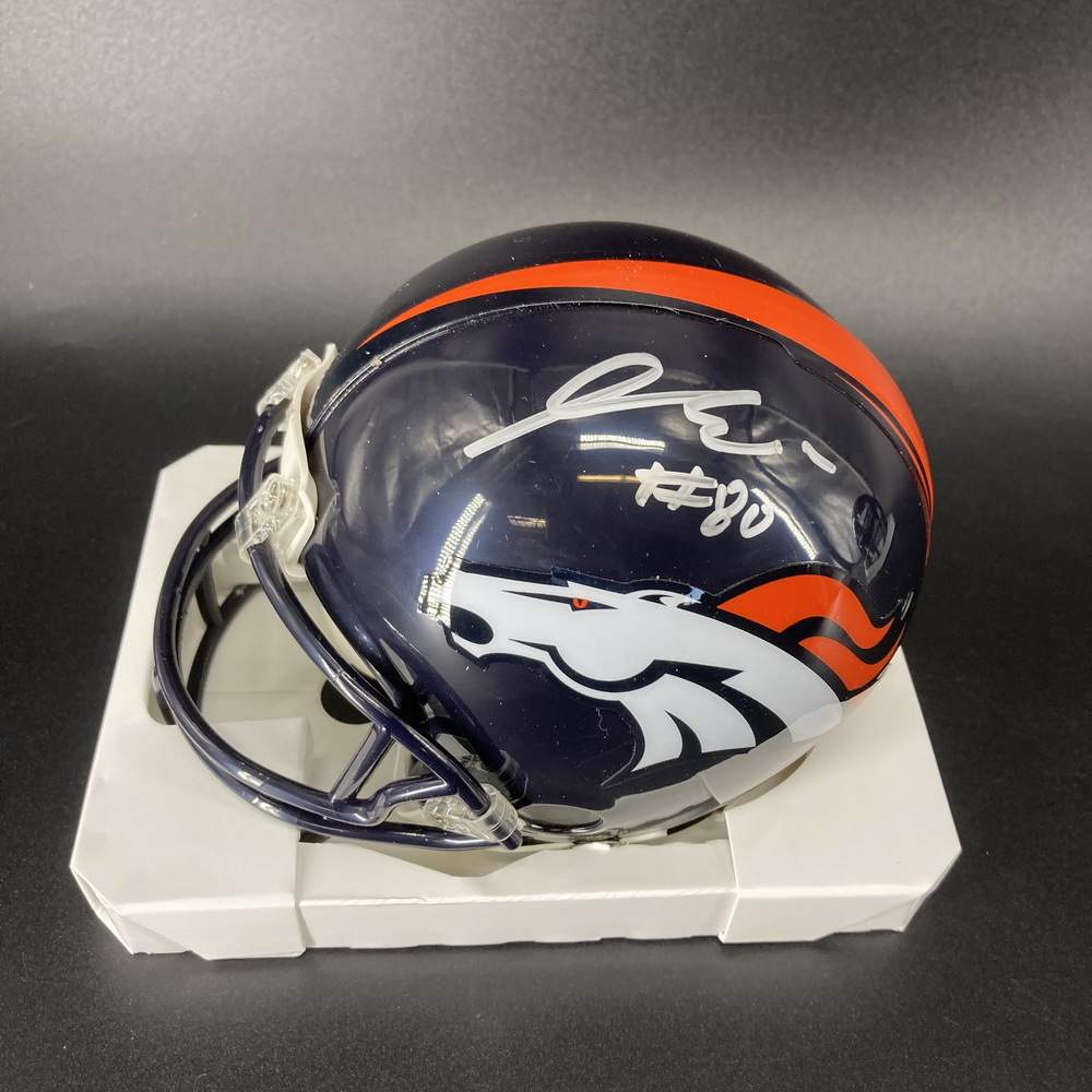 NFL Auction Broncos Greg Dulcich Signed Mini Helmet