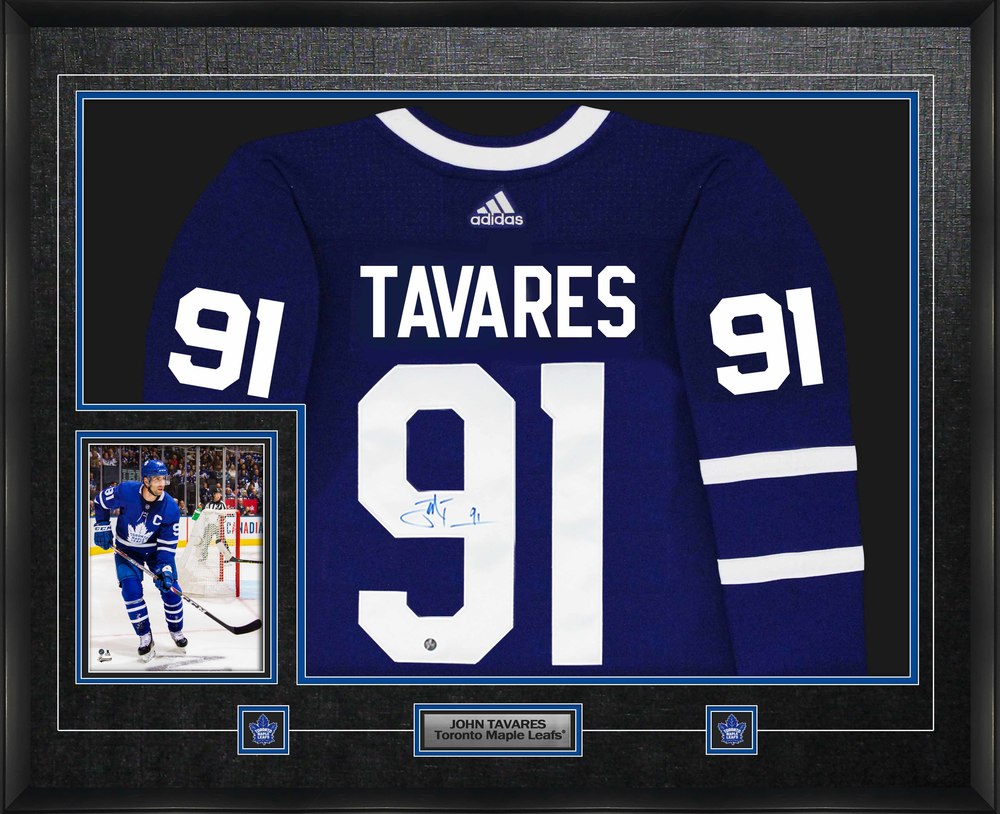 John Tavares Signed Jersey Framed Pro Adidas Toronto Maple Leafs Blue with 8x10