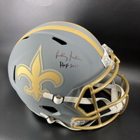 HOF - Saints Rickey Jackson Signed Replica Slate Speed Helmet with HOF 1...