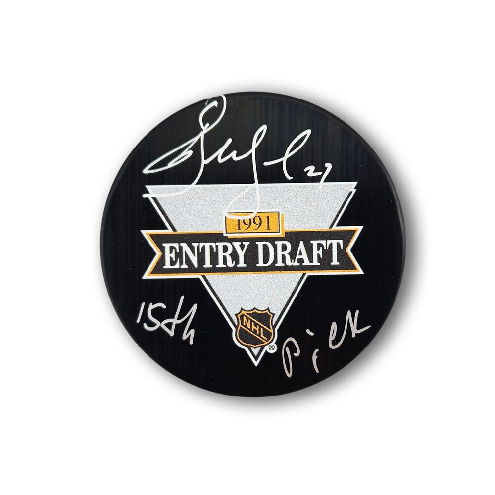 Alex Kovalev Autographed 1991 NHL Draft Hockey Puck Inscribed 15th Pick