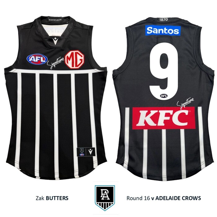 Photo of Zak Butters #9 Port Adelaide 2026 Prison Bar Guernsey