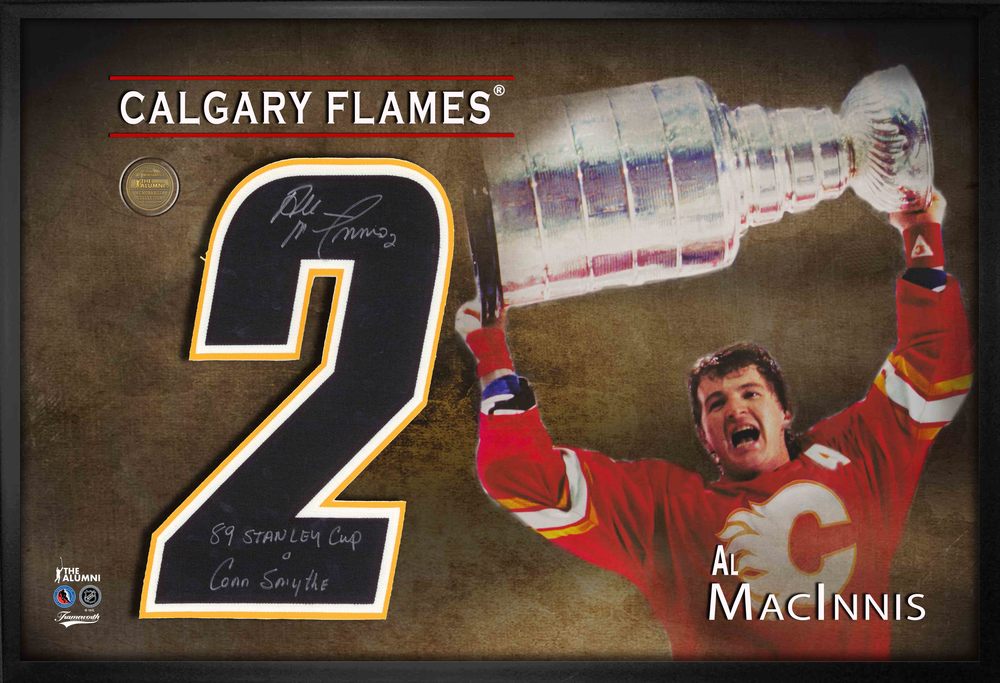 Al MacInnis Signed Jersey Number Framed Print Flames Insc 89 SC Conn Smythe