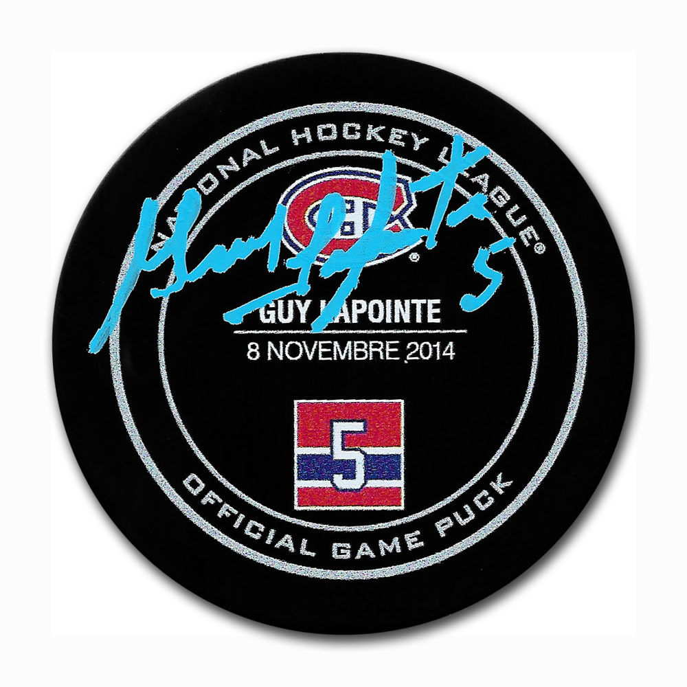 Guy Lapointe Autographed Montreal Canadiens Lapointe Night Official Game Puck