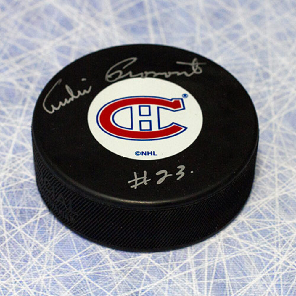 Andre Pronovost Autographed Montreal Canadiens Hockey Puck