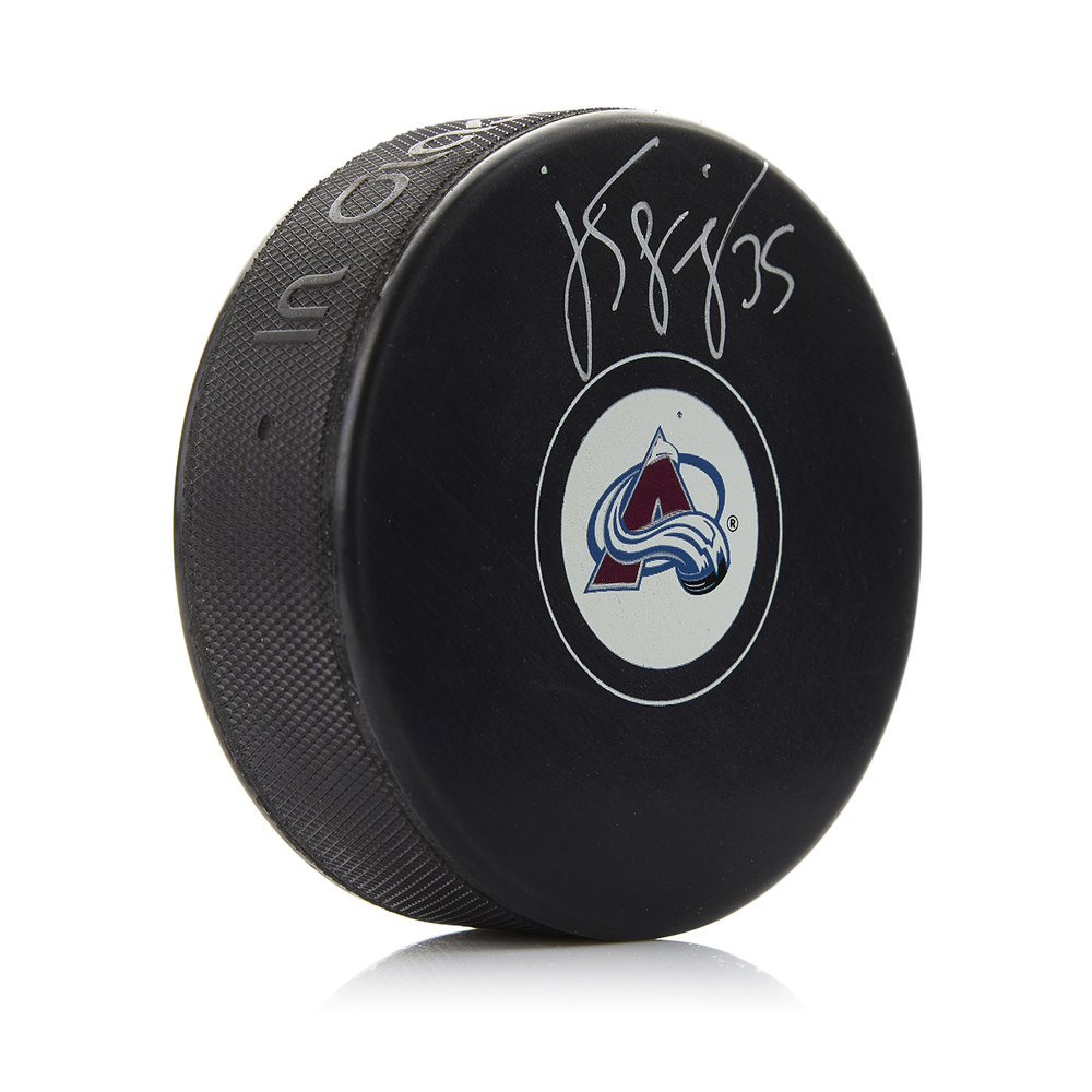 JS Giguere Autographed Colorado Avalanche Hockey Puck