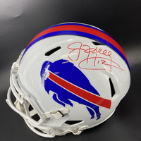 HOF - Bills Jim Kelly Signed Replica Speed Helmet with ""HOF 0...