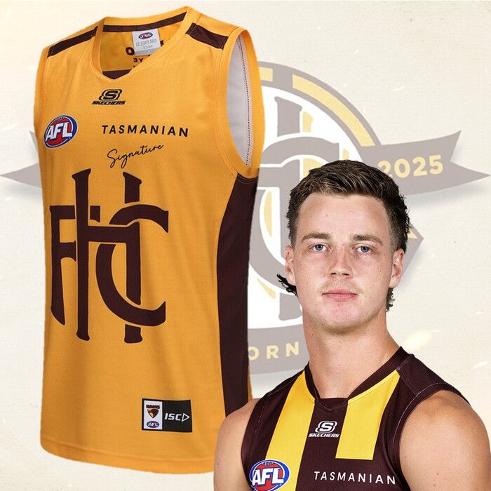 Henry Hustwaite #44 Hawthorn Signed Gold Heritage Player-Issue Guernsey