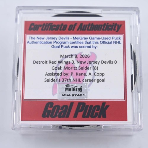 Image of Seider, Moritz - Detroit Red Wings - March 8, 2026 at New Jersey Devils (Devils Logo)