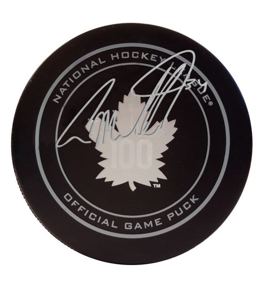 Auston Matthews - Signed Toronto Maple Leafs 100th Anniversary Puck
