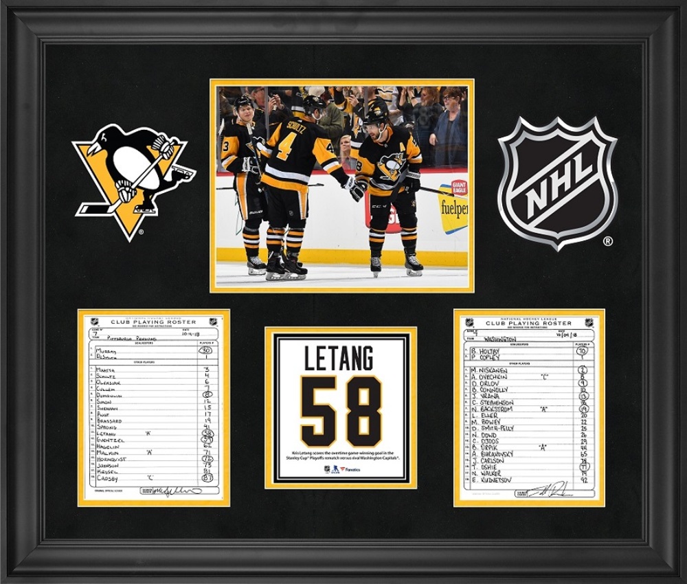 Pittsburgh Penguins Framed Original Lineup Cards From October 4, 2018