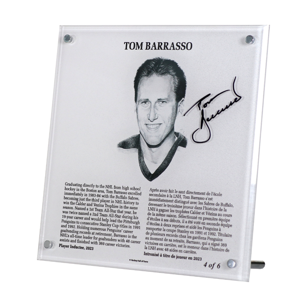 Tom Barrasso Autographed Legends Line Honoured Member Plaque - Limited Edition 4/6