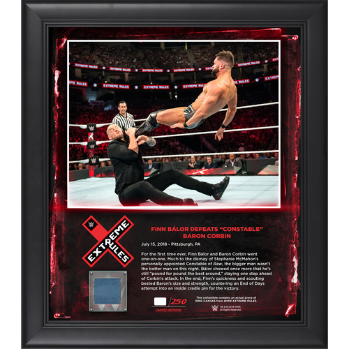 Photo of Finn Bálor Framed 15'' x 17'' 2018 Extreme Rules Collage with Piece of Event-Used Canvas - #1 of a Limited Edition of 250