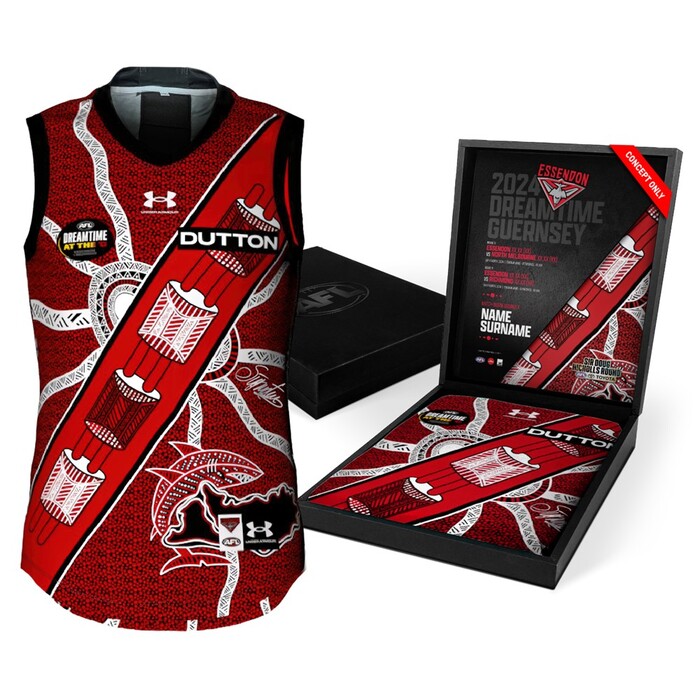 Jake Kelly #29 Essendon 2024 Signed Dreamtime Match Worn Guernsey 