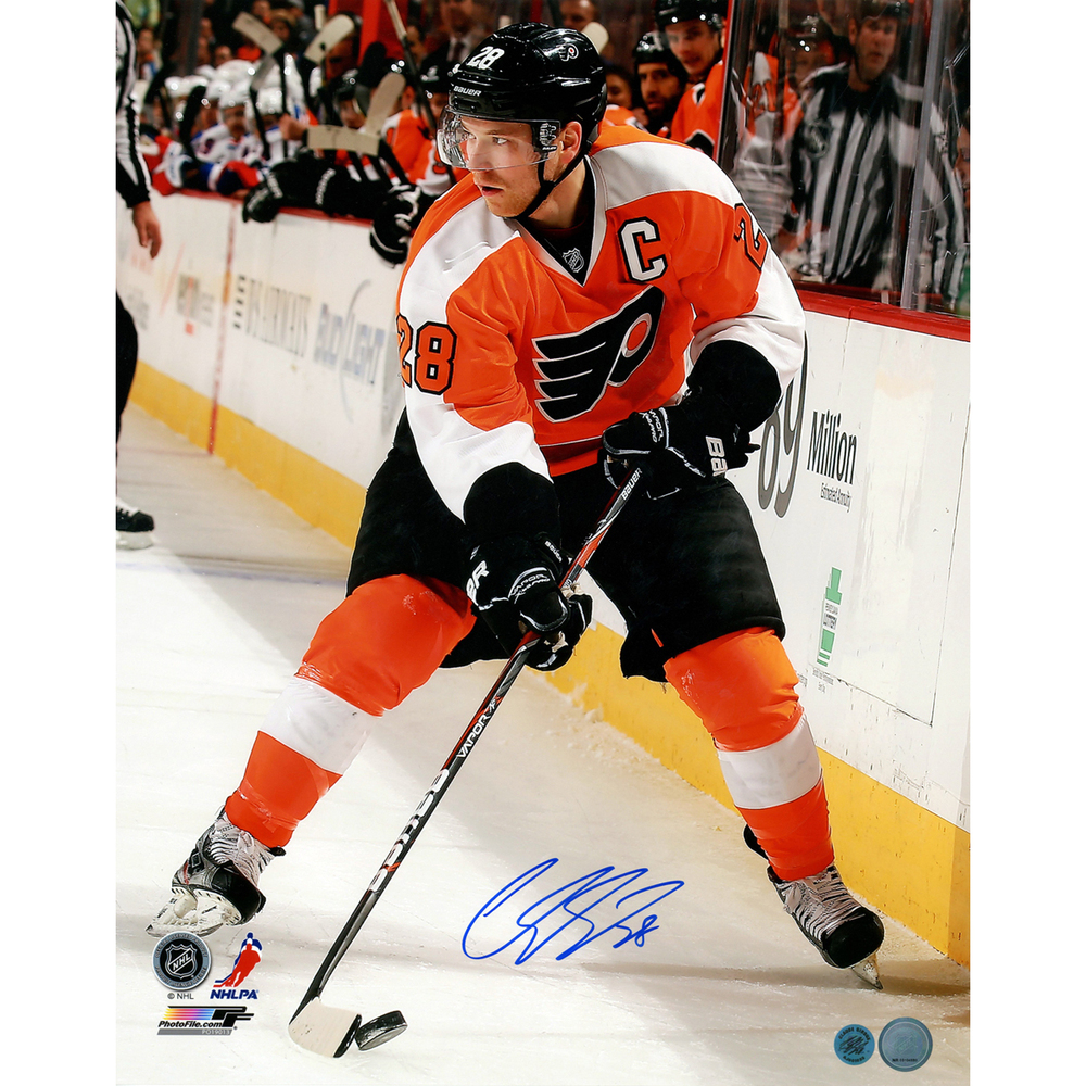 Claude Giroux Philadelphia Flyers Orange Jersey w/ Puck Between Legs