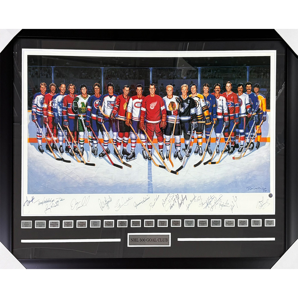 NHL 500 Goal Scorers Multi-Signed Limited-Edition Framed Lithograph - Complete 19 Signatures (PP #1/200)