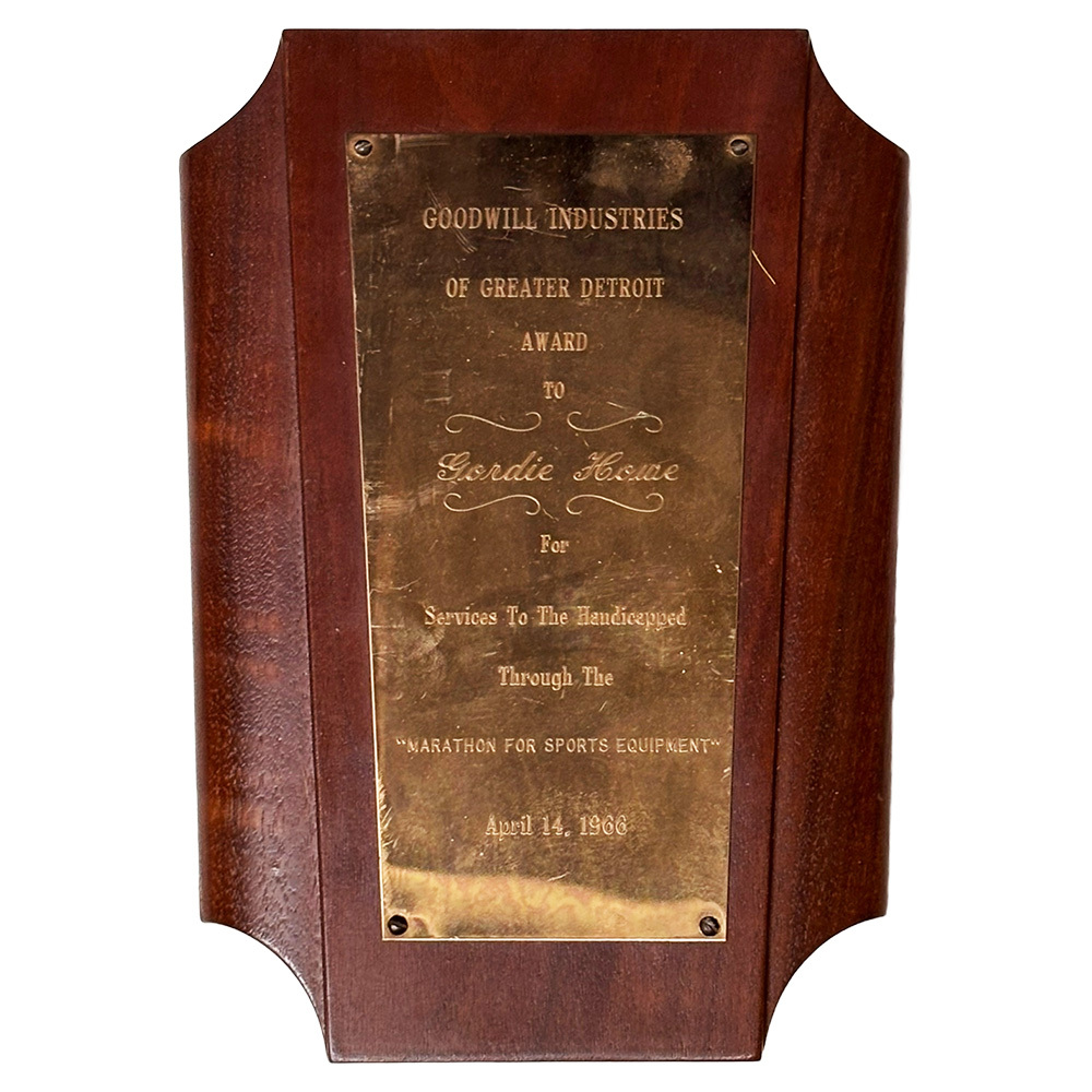 Gordie Howe's 1968 Goodwill Industries of Greater Detroit Award