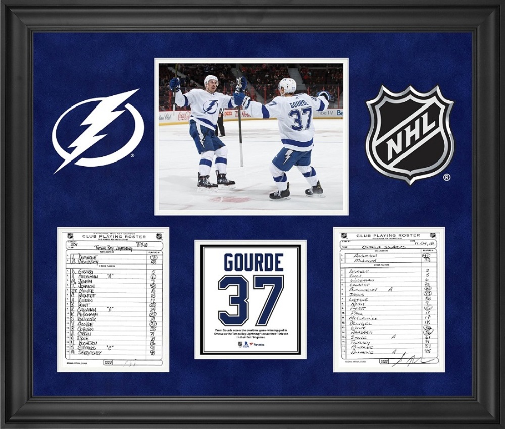 Tampa Bay Lightning Framed Original Lineup Cards From November 4, 2018