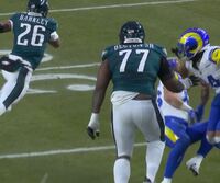 Red Cross- Eagles Mekhi Becton Game Worn Jersey 1.19.25 Divisional Playo...