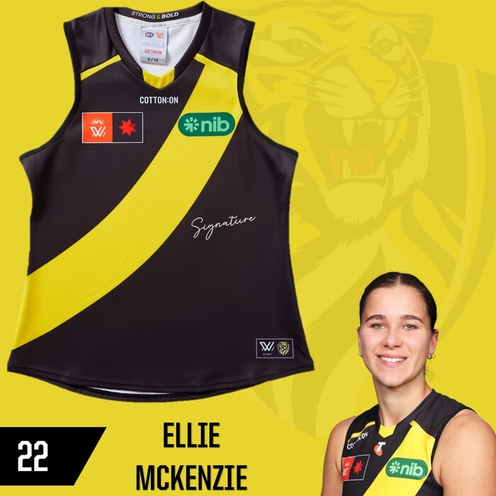 Photo of Ellie McKenzie #22 Richmond 2025 AFLW Home Guernsey