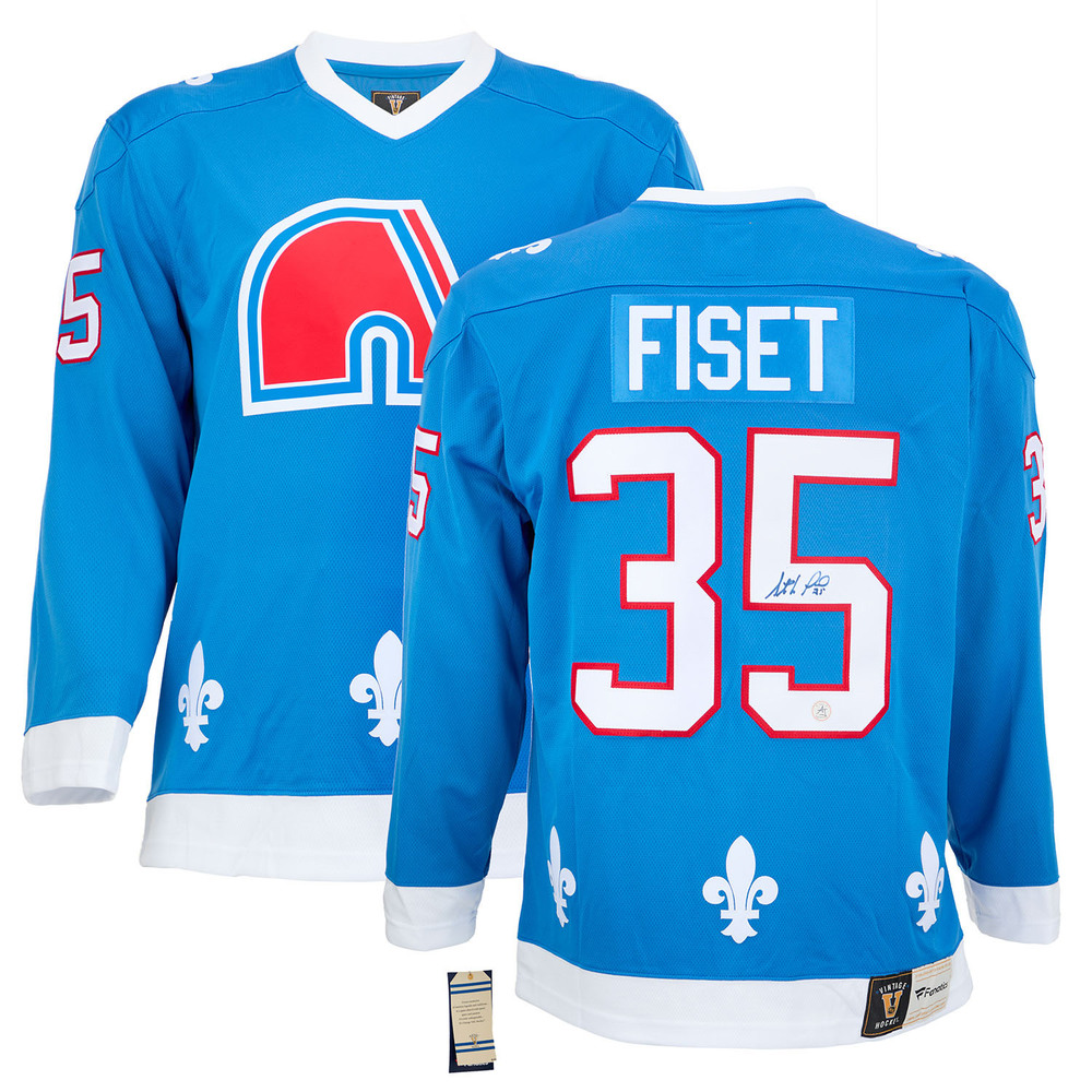 Stephane Fiset Autographed Quebec Nordiques Fanatics Throwback Jersey