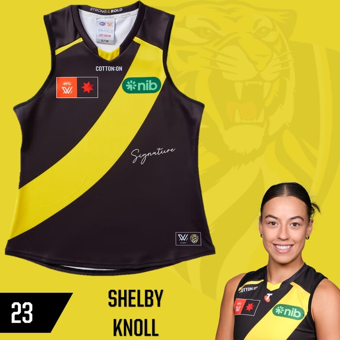 Photo of Shelby Knoll #23 Richmond 2025 AFLW Home Guernsey