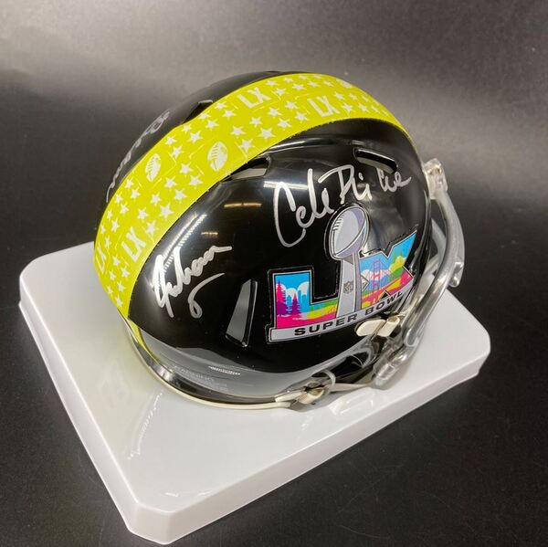 NFL - Multi Signed Super Bowl LX Mini Helmet Signed by ASL Crew Fred Bea...