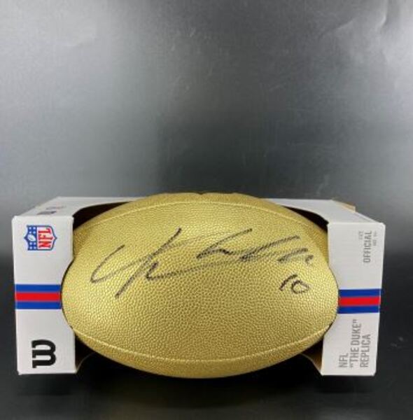 NFL - Jets Cade Klubnik Signed Gold Composite Football