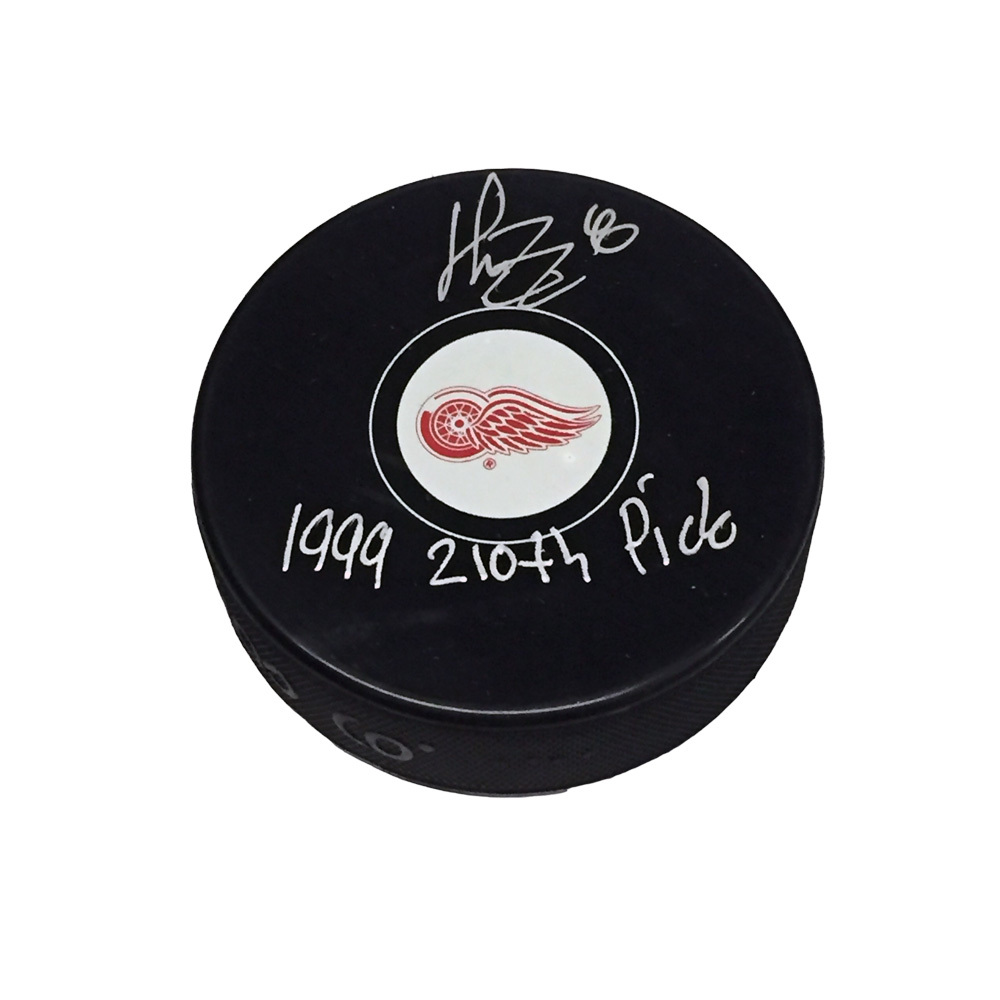 HENRIK ZETTERBERG Signed Detroit Red Wings Puck with 1999 210th Pick Inscription