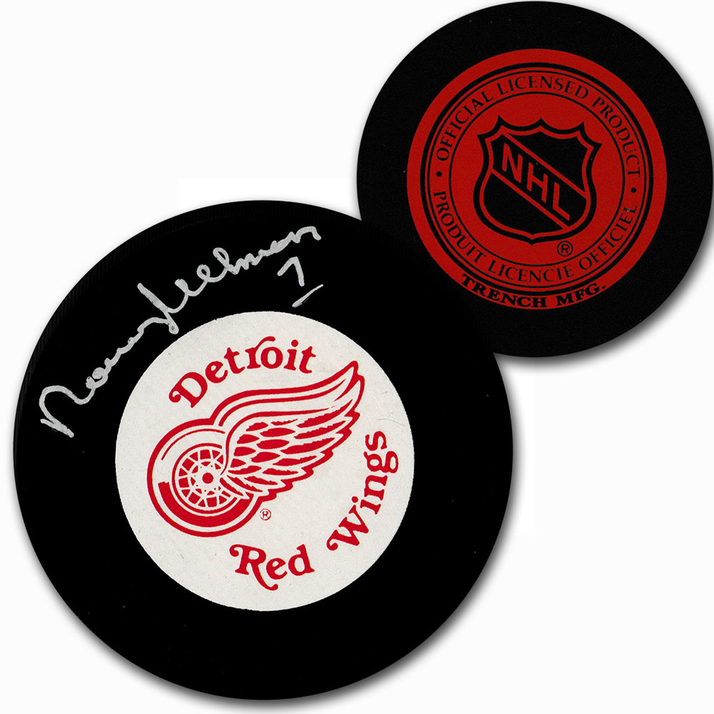 Norm Ullman Autographed Detroit Red Wings Vintage Trench Puck