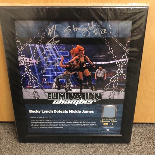 Becky Lynch SIGNED Elimination Chamber 2017 Signature Series Ring Canvas Plaque (#1 of 1)