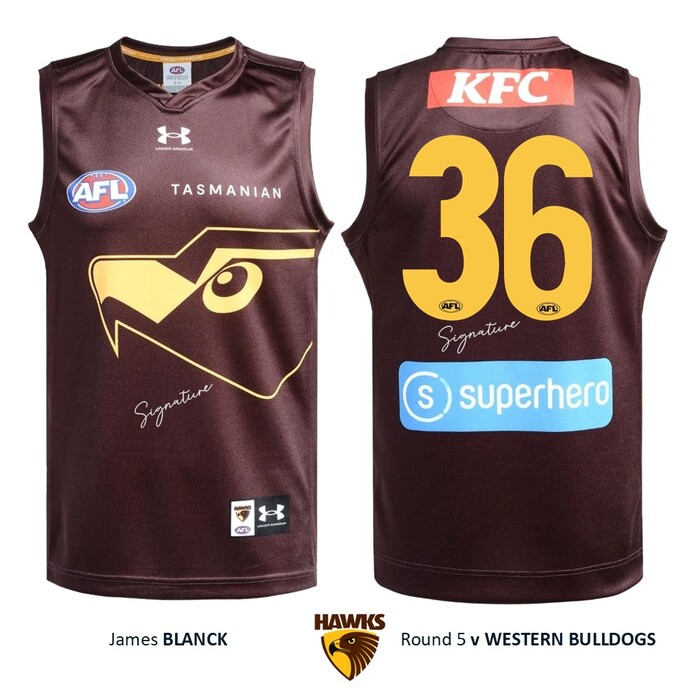 Photo of James Blanck #36 Hawthorn 2026 Gather Round Guernsey