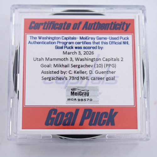 Image of Sergachev, Mikhail - Utah Mammoth - March 3, 2026 vs. Washington Capitals (Capitals Logo)