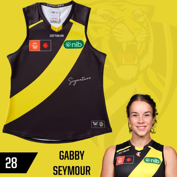 Gabrielle Seymour #28 Richmond 2025 AFLW Home Guernsey