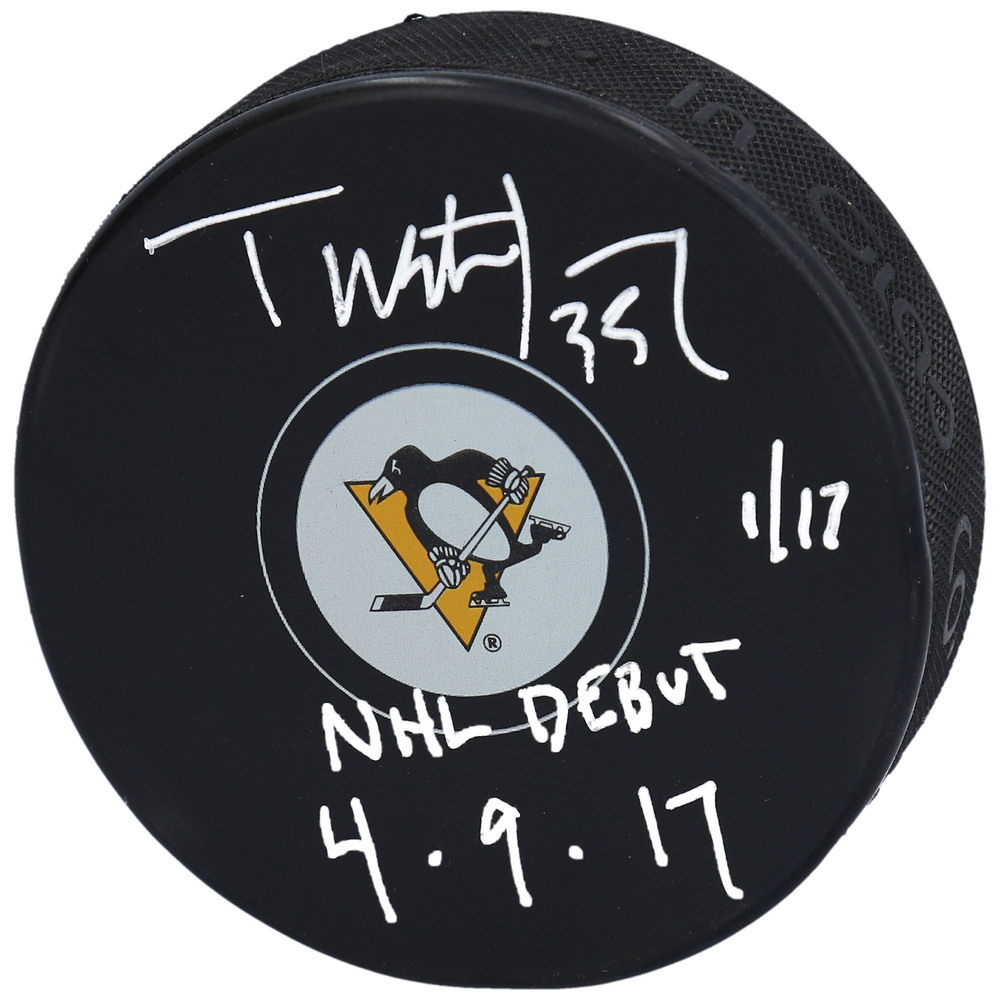 Tristan Jarry Pittsburgh Penguins Autographed Hockey Puck with 