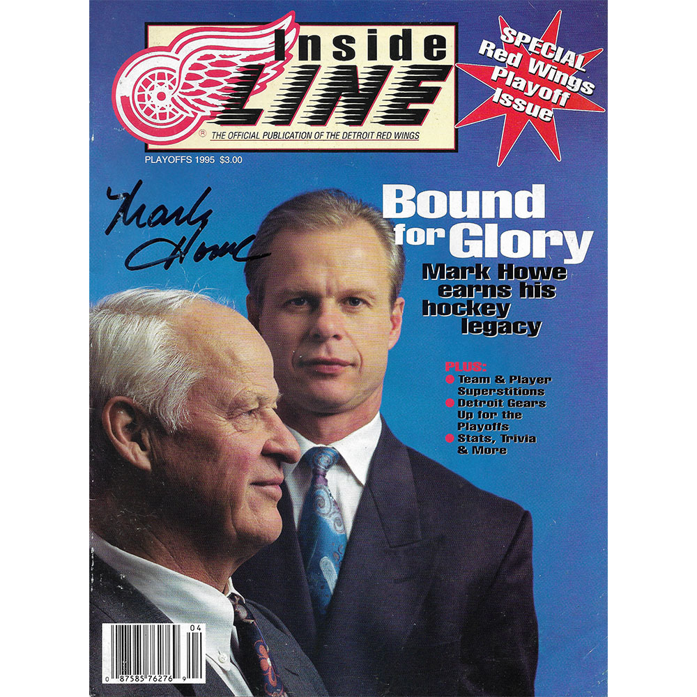 Mark Howe Autographed Detroit Red Wings Magazine 1995 Playoffs NHL