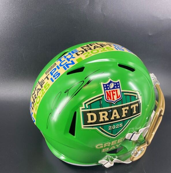 NFL - Giants Jaxon Dart Signed NFL Draft Replica Speed Helmet