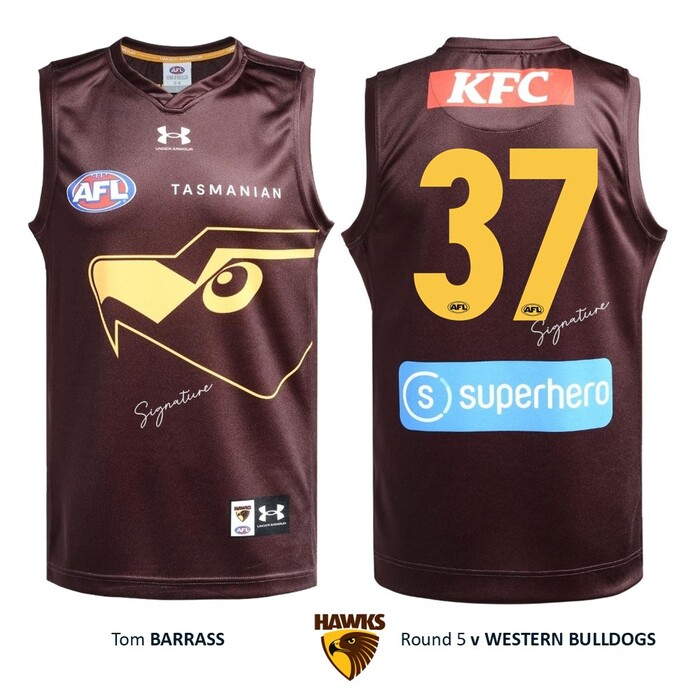 Photo of Tom Barrass #37 Hawthorn 2026 Gather Round Guernsey