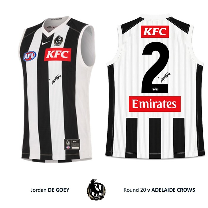 Photo of Jordan De Goey #2 Collingwood 200th AFL Game Match-Worn Guernsey