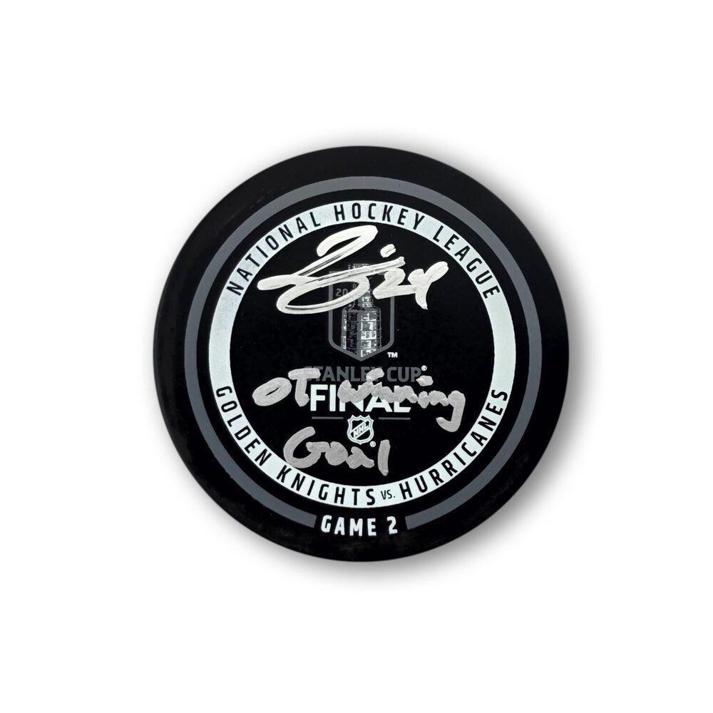 Seth Jarvis Autographed Carolina Hurricanes Official Game 2 Hockey Puck Inscribed OT Goal
