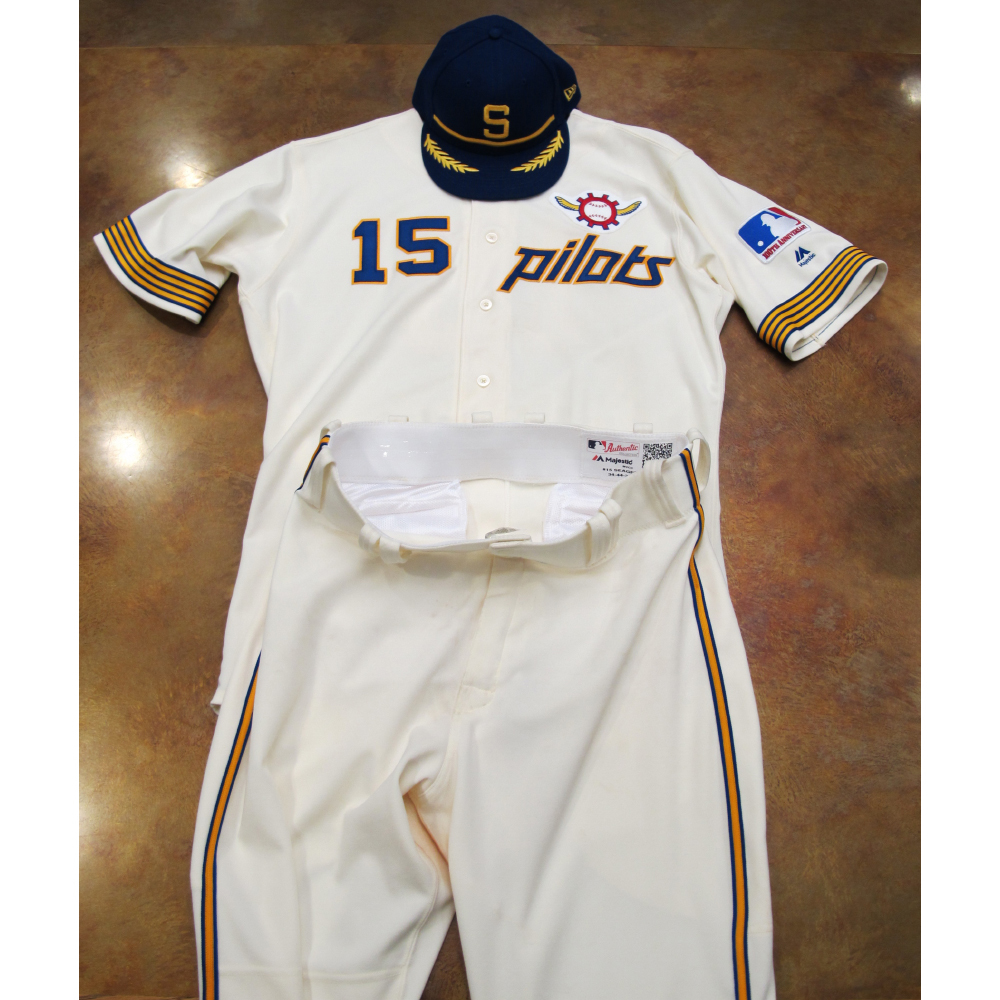 Seattle Mariners Game Used 1969 Pilots Home Uniform and Cap Turn Back
