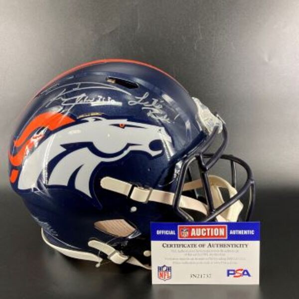 Broncos - Russell Wilson Signed Authentic Speed Helmet With Let's Ride I...