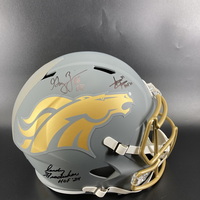 HOF - Broncos Multi Signed Replica Slate Speed Helmet Signed by Steve At...