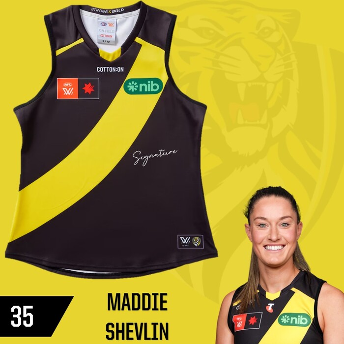 Photo of Maddie Shevlin #35 Richmond 2025 AFLW Home Guernsey