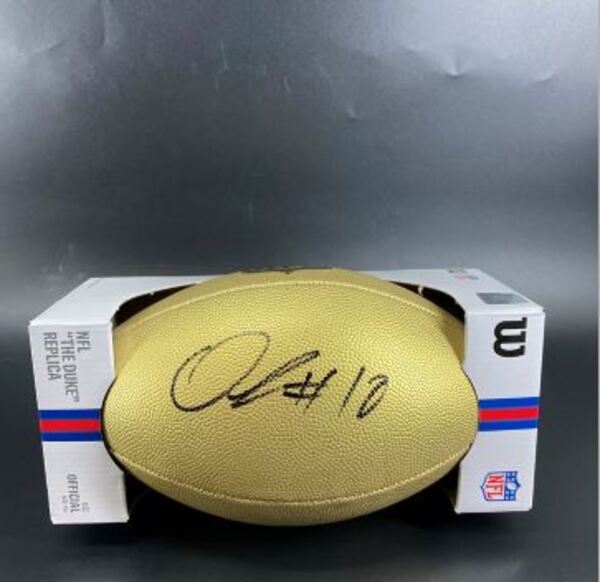 NFL - Browns Quinshon Judkins Signed Gold Composite Football