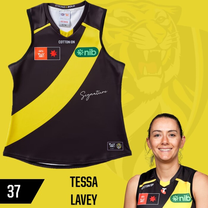 Photo of Tessa Lavey #37 Richmond 2025 AFLW Home Guernsey