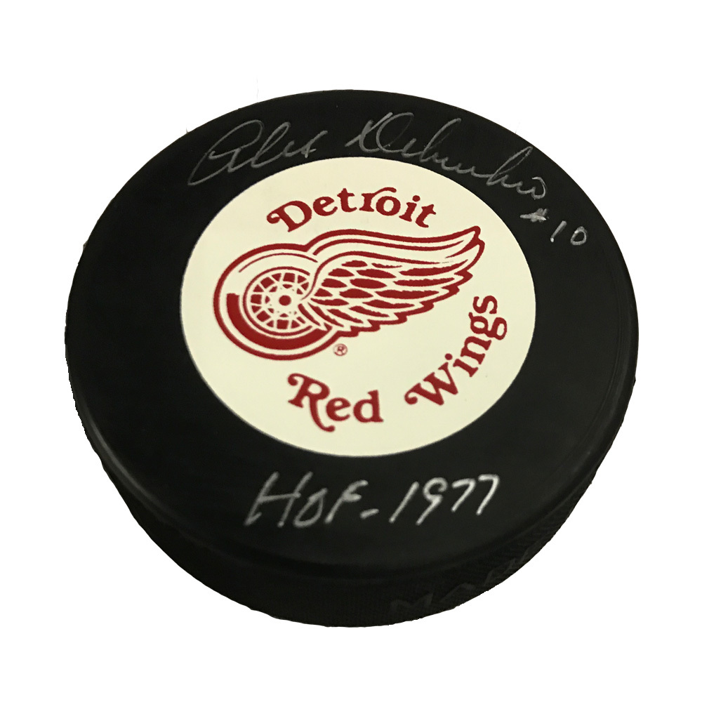 ALEX DELVECCHIO Signed Detroit Red Wings Medium Logo Puck with HOF Inscription *Exact Puck Shown*